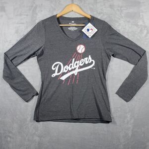 Los Angeles Dodgers MLB Grey V-Neck T-Shirt Women's M New Cooperstown Collection